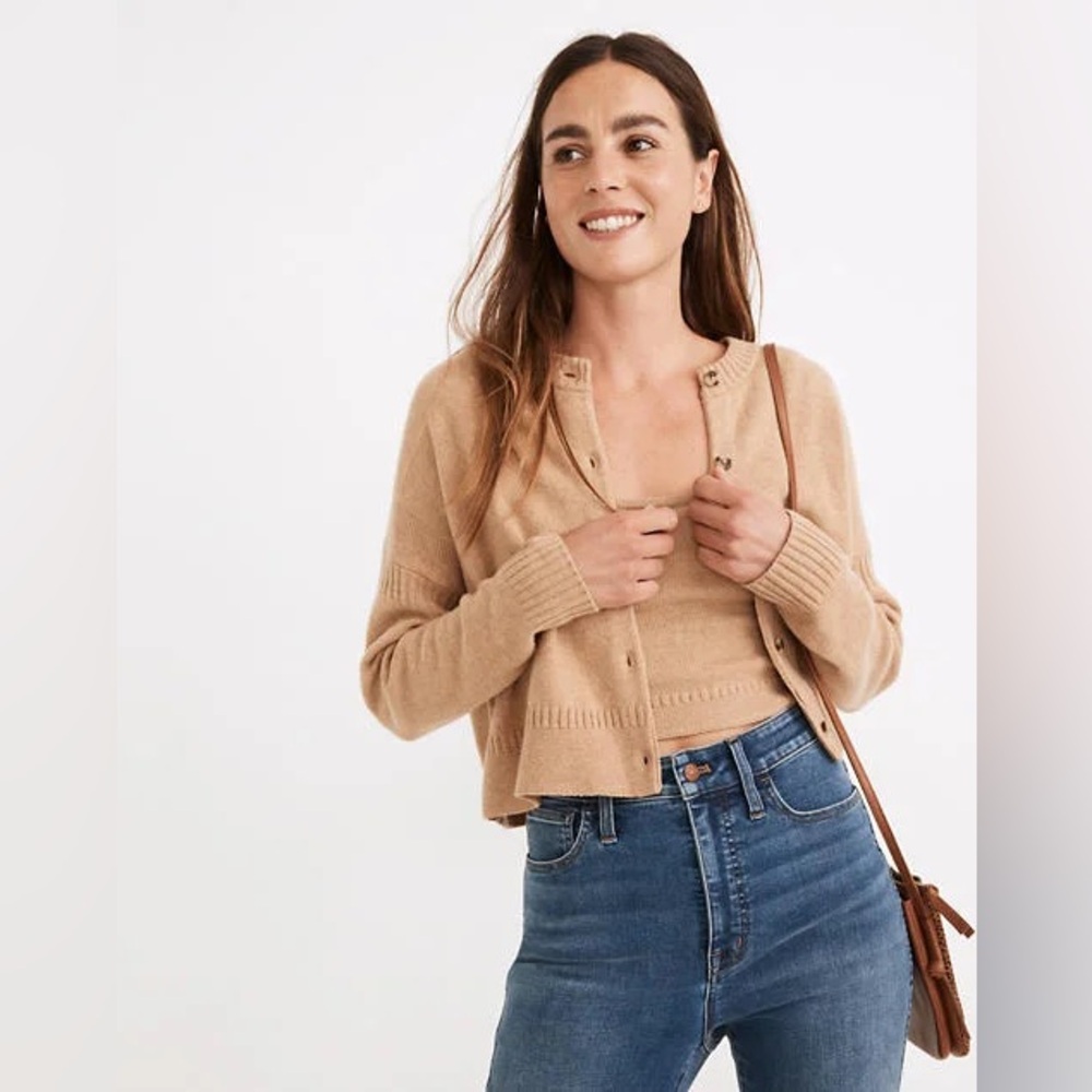 Madewell | Clemence Wool Blend Tan Cardigan